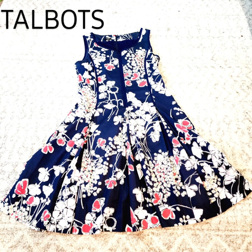 Talbots Blue and White Floral Midi Dress